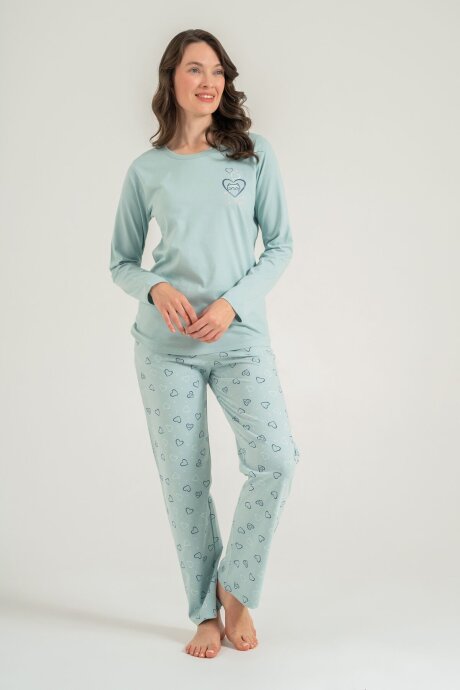 Rolypoly Anne Kız %100 Pamuk Who Needs A Hug Yeşil Uzun Kol Pijama Takım RP3902-A-V2 - 6