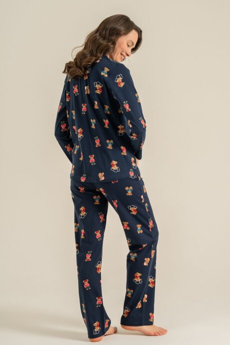 Rolypoly Anne Kız %100 Pamuk Winter Bear Lacivert Gömlek Pijama Takımı RP3919-A-V2 - 6