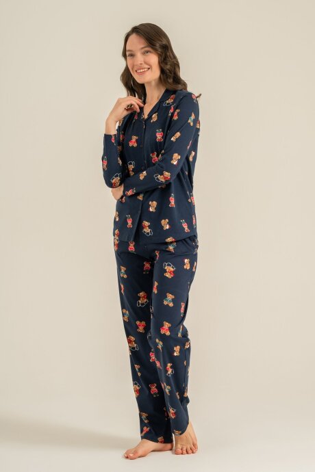 Rolypoly Anne Kız %100 Pamuk Winter Bear Lacivert Gömlek Pijama Takımı RP3919-A-V2 - 8