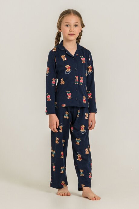 Rolypoly Anne Kız Winter Bear Lacivert Gömlek Pijama Takımı RP3919-A-V2 (1)
