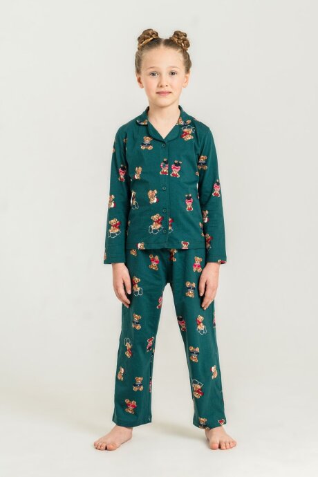 Rolypoly Anne Kız Winter Bear Yeşil Gömlek Pijama Takımı RP3919-A-V1 (1)