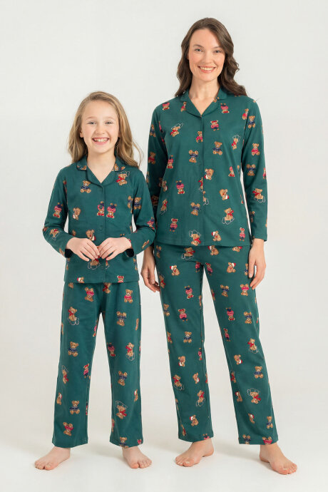Rolypoly Anne Kız Winter Bear Yeşil Gömlek Pijama Takımı RP3919-A-V1