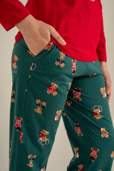 Rolypoly Anne Kız %100 Pamuk Wish You All The Best Kırmızı Uzun Kol Pijama Takım RP3918-A-V1 - 9