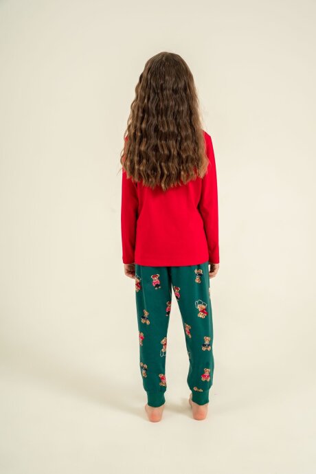 Rolypoly Anne Kız %100 Pamuk Wish You All The Best Kırmızı Uzun Kol Pijama Takım RP3918-A-V1 - 3