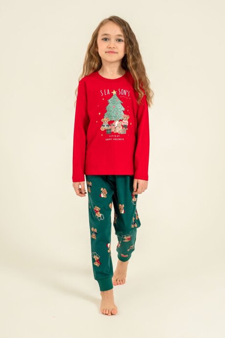 Rolypoly Anne Kız Wish You All The Best Kırmızı Uzun Kol Pijama Takım RP3918-A-V1 (1)