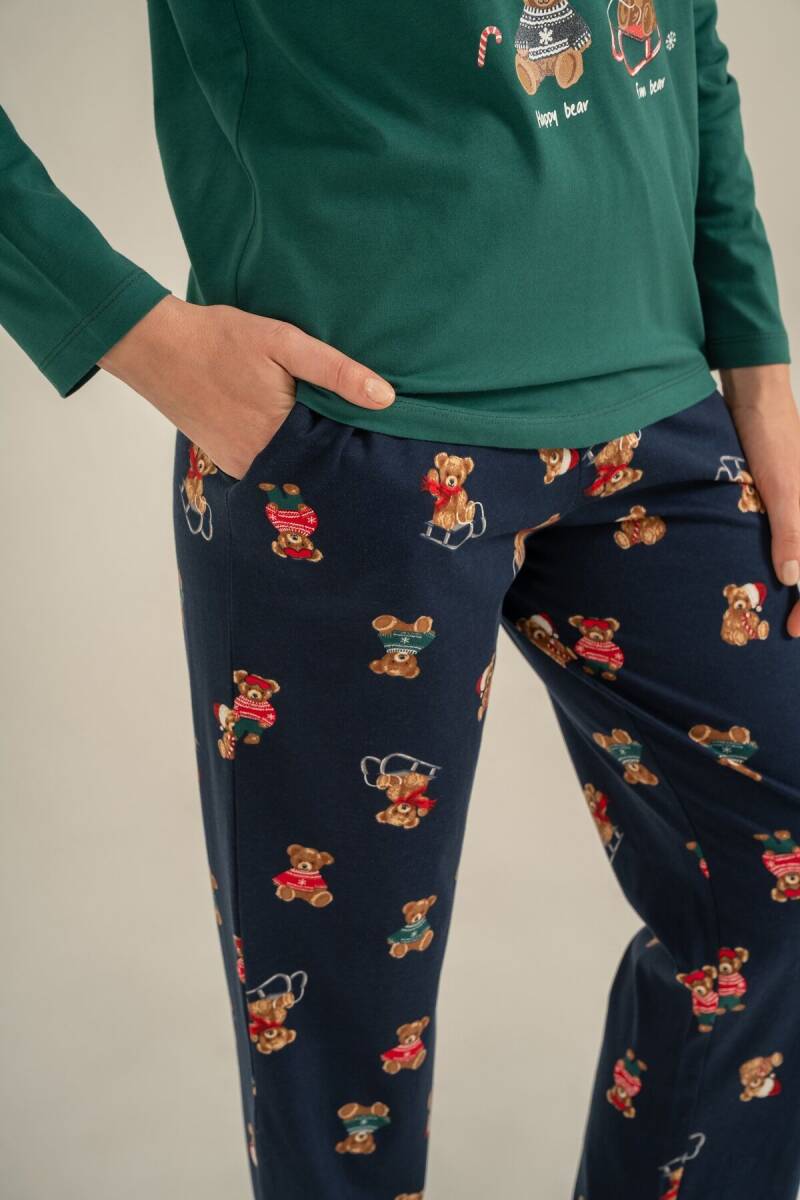Rolypoly Anne Kız %100 Pamuk Wish You All The Best Yeşil Uzun Kol Pijama Takım RP3918-A-V2 - 9