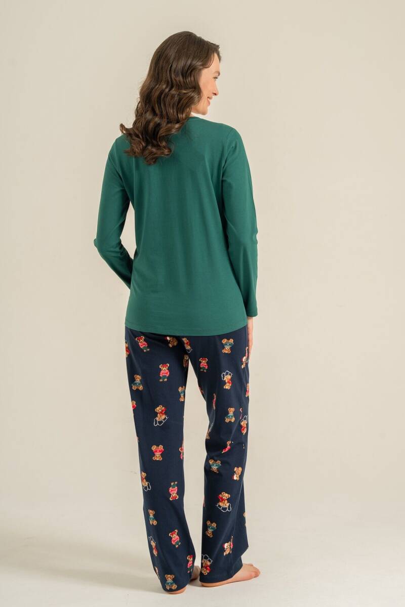 Rolypoly Anne Kız %100 Pamuk Wish You All The Best Yeşil Uzun Kol Pijama Takım RP3918-A-V2 - 7