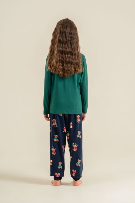 Rolypoly Anne Kız %100 Pamuk Wish You All The Best Yeşil Uzun Kol Pijama Takım RP3918-A-V2 - 4