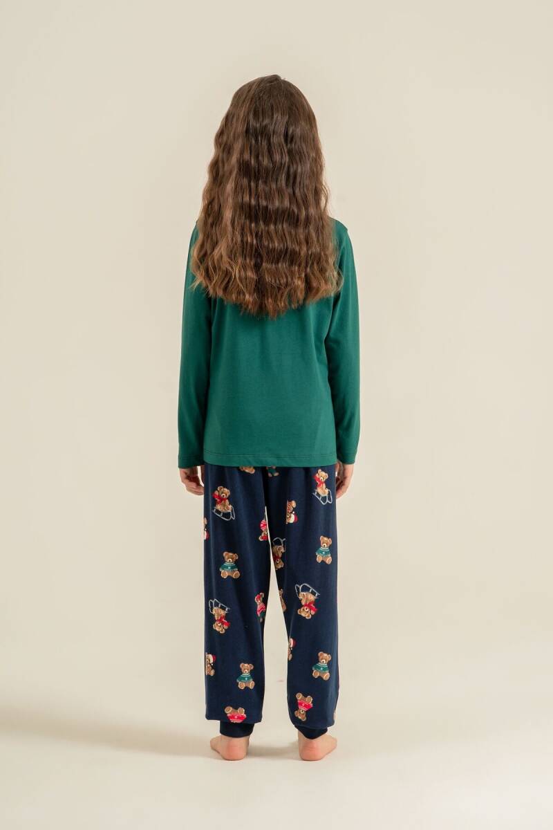 Rolypoly Anne Kız %100 Pamuk Wish You All The Best Yeşil Uzun Kol Pijama Takım RP3918-A-V2 - 4