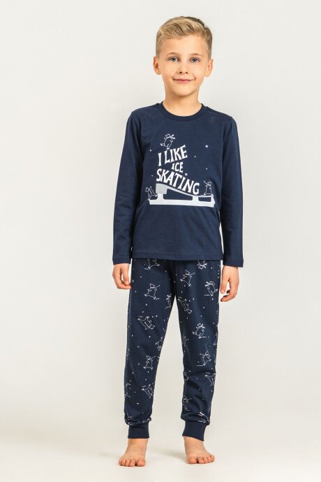 Rolypoly Baba Oğul I Like Ice Skating Lacivert Uzun Kol Pijama Takım RP3864-A-V1 (1)