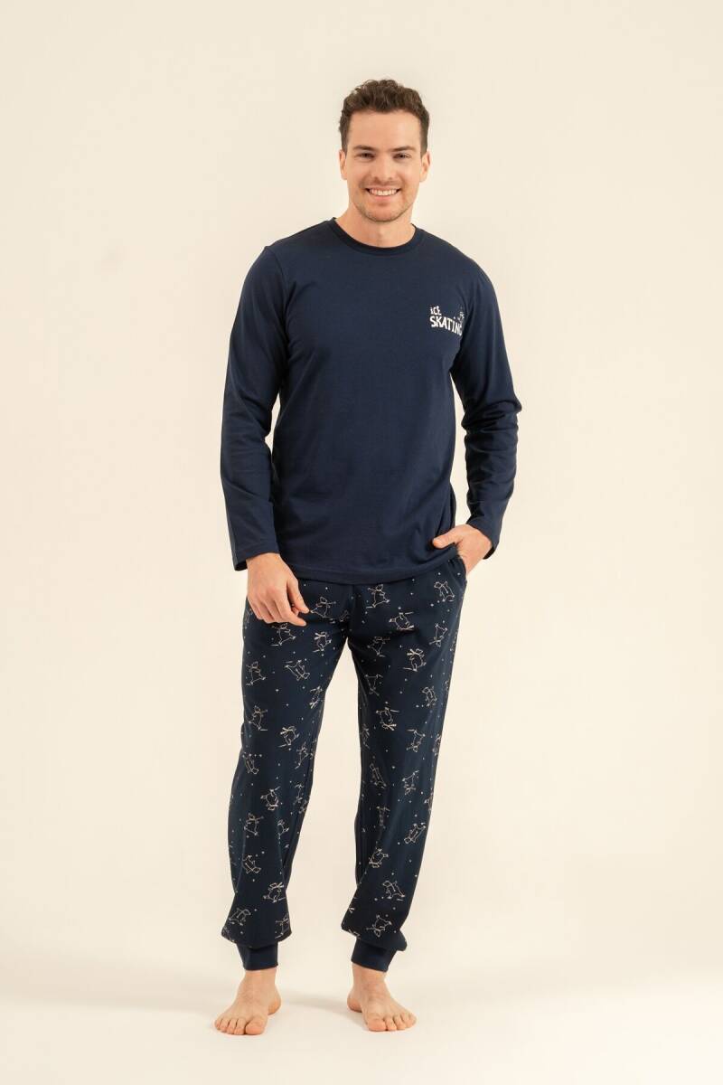 Rolypoly Baba Oğul %100 Pamuk I Like Ice Skating Lacivert Uzun Kol Pijama Takım RP3864-A-V1 - 6