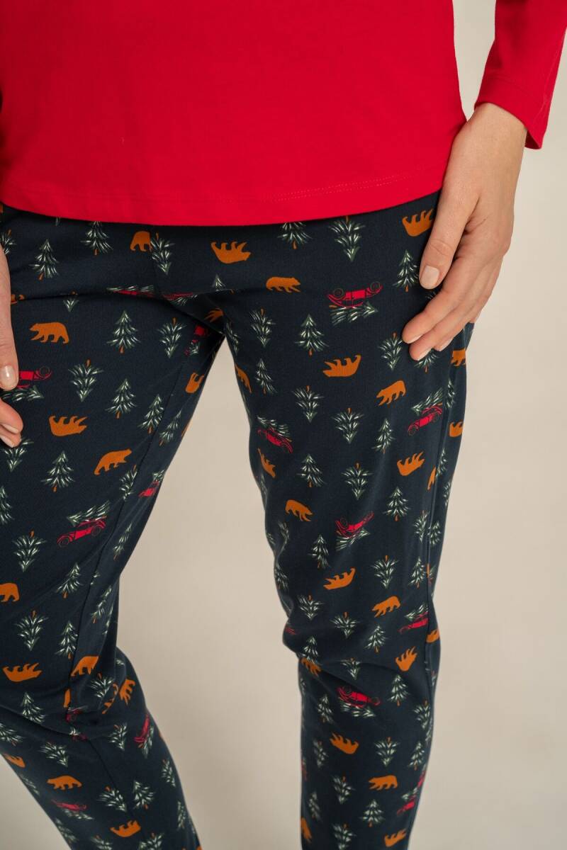 Rolypoly Be Happy Everyday Anne Kız %100 Pamuk Kırmızı Uzun Kol Pijama Takım RP3932-A-V1 - 8