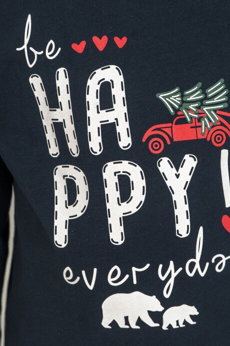 Rolypoly Be Happy Everyday Baba Oğul %100 Pamuk Lacivert Uzun Kol Pijama Takım RP3933-A-V1 - 5