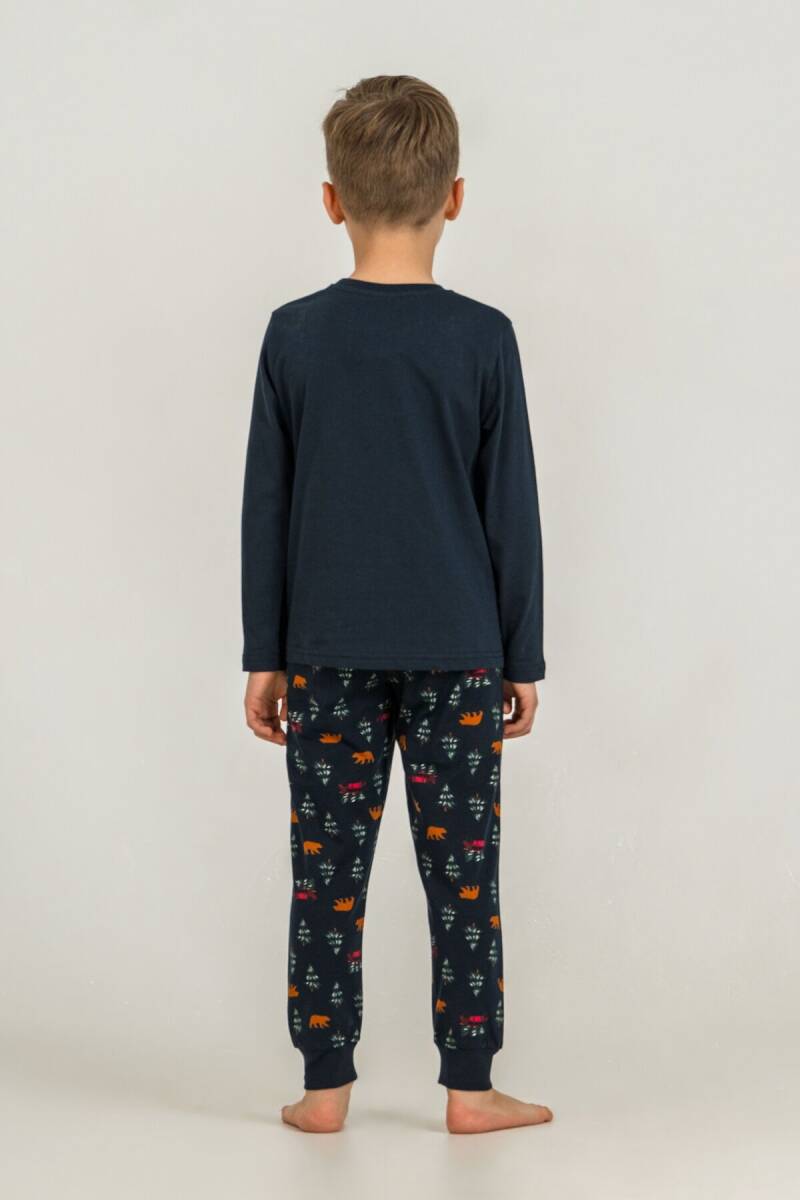 Rolypoly Be Happy Everyday Baba Oğul %100 Pamuk Lacivert Uzun Kol Pijama Takım RP3933-A-V1 - 3