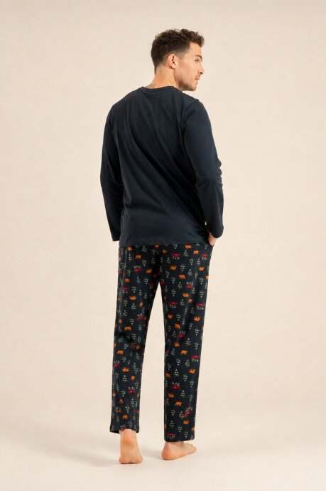 Rolypoly Be Happy Everyday Baba Oğul %100 Pamuk Lacivert Uzun Kol Pijama Takım RP3933-A-V1 - 6