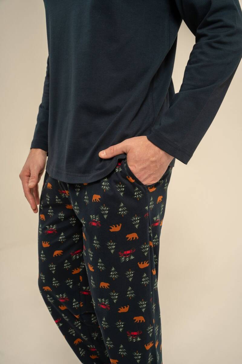 Rolypoly Be Happy Everyday Baba Oğul %100 Pamuk Lacivert Uzun Kol Pijama Takım RP3933-A-V1 - 7