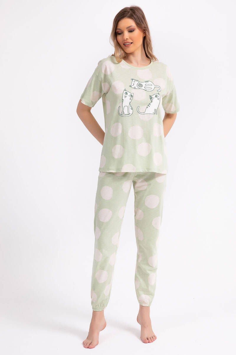 RolyPoly - Rolypoly Cats Su Yeşili Kadın Pijama Takımı