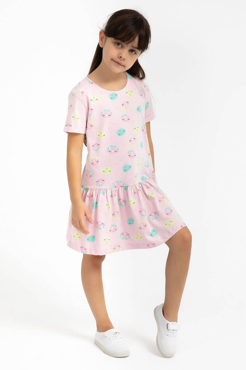 RolyPoly - Rolypoly Cute Animals Açık Pembe Kız Çocuk Elbise (1)