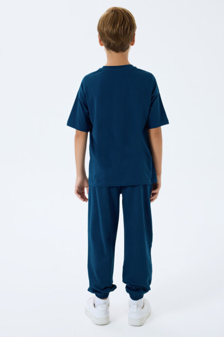 Rolypoly Erkek Çocuk Bisiklet Yaka Baskılı Yazlık Regular Fit Lacivert Pijama Takımı RP3759-C-V1 - 4