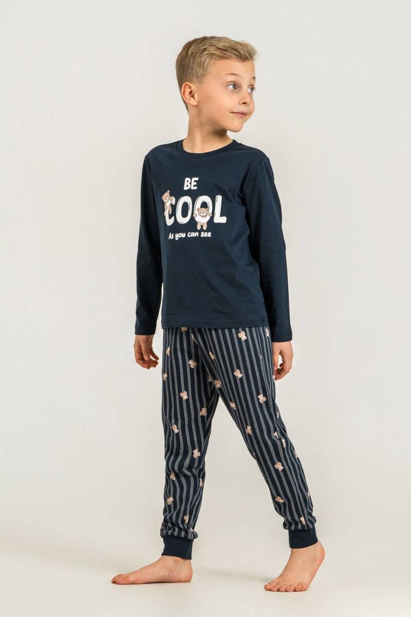Rolypoly Erkek Çocuk %100 Pamuk Be Cool Lacivert Uzun Kol Pijama Takım RP3870-C-V1 - 1