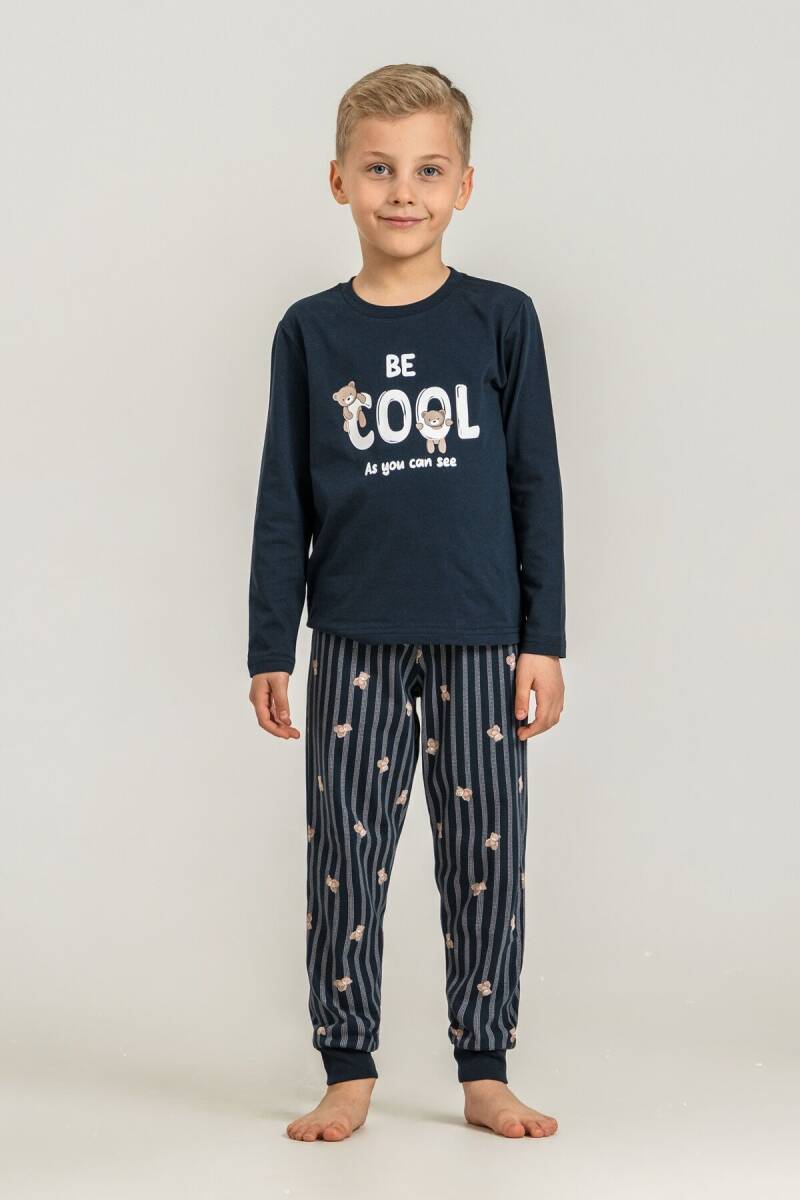 Rolypoly Erkek Çocuk %100 Pamuk Be Cool Lacivert Uzun Kol Pijama Takım RP3870-C-V1 - 5