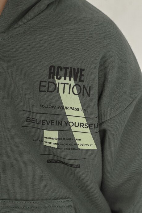 Rolypoly Erkek Çocuk Believe In Yourself Haki Eşofman Takımı RP3882-C-V1 - 3