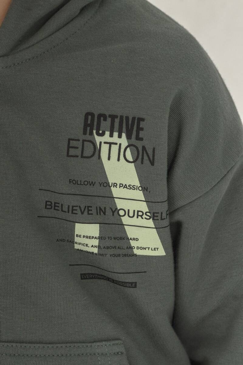 Rolypoly Erkek Çocuk Believe In Yourself Haki Eşofman Takımı RP3882-C-V1 - 3