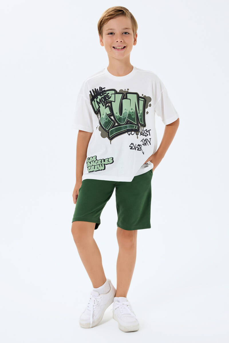 Rolypoly Erkek Çocuk Beyaz Bermuda Takım