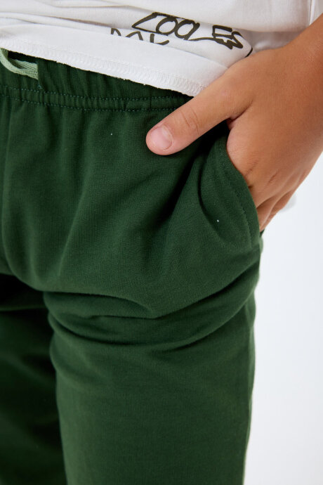 Rolypoly Erkek Çocuk Bisiklet Yaka Baskılı Yazlık Regular Fit Beyaz Bermuda Takım RP3739-C-V2 - 5