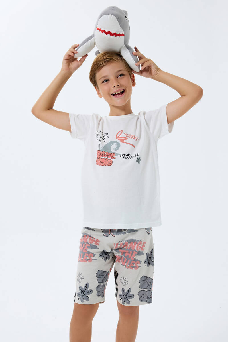 Rolypoly Erkek Çocuk Beyaz Bermuda Takım