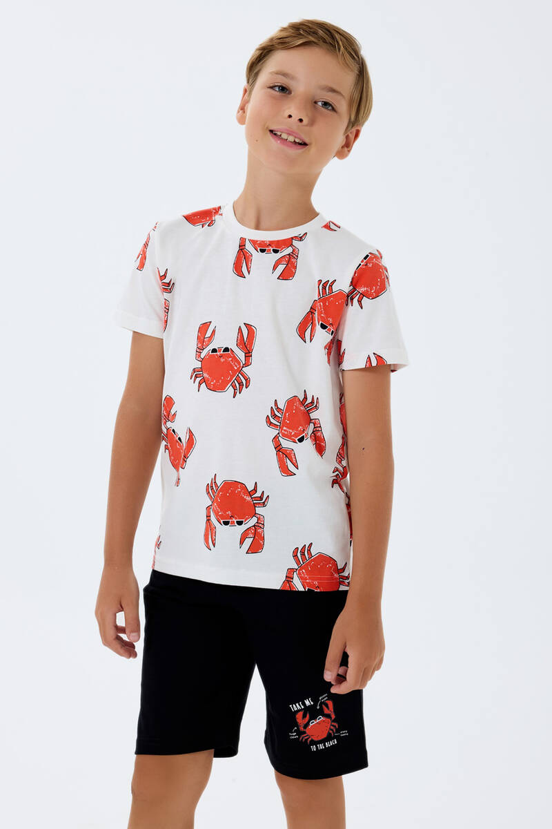 Rolypoly Erkek Çocuk Beyaz Bermuda Takım