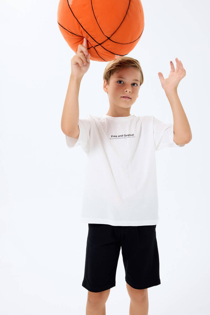 Rolypoly Erkek Çocuk Beyaz Bermuda Takım