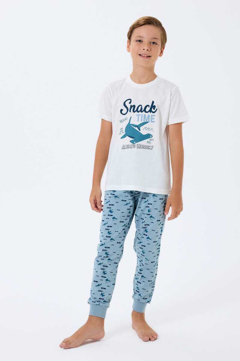 Rolypoly Erkek Çocuk Beyaz Pijama Takım