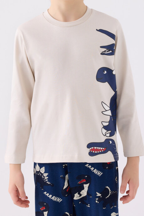 Rolypoly Erkek Çocuk Bisiklet Yaka Pigment Baskılı Kışlık Regular Fit Mavi Pijama Takımı RP3429-C-V2 - 4