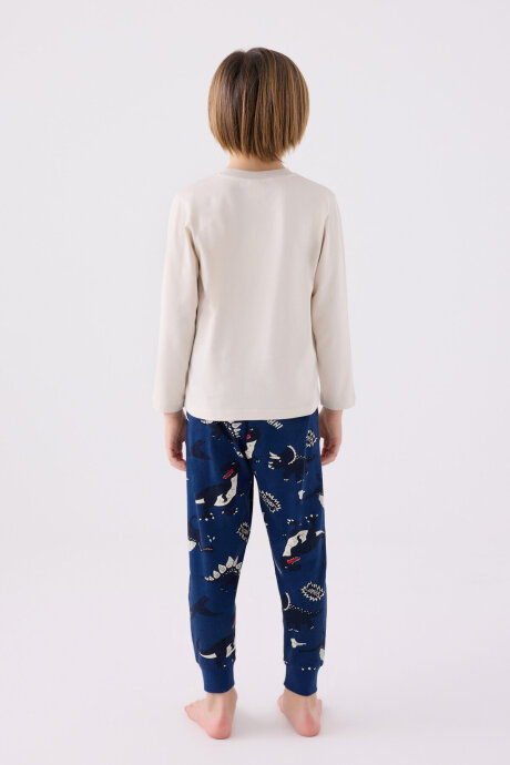 Rolypoly Erkek Çocuk Bisiklet Yaka Pigment Baskılı Kışlık Regular Fit Mavi Pijama Takımı RP3429-C-V2 - 5