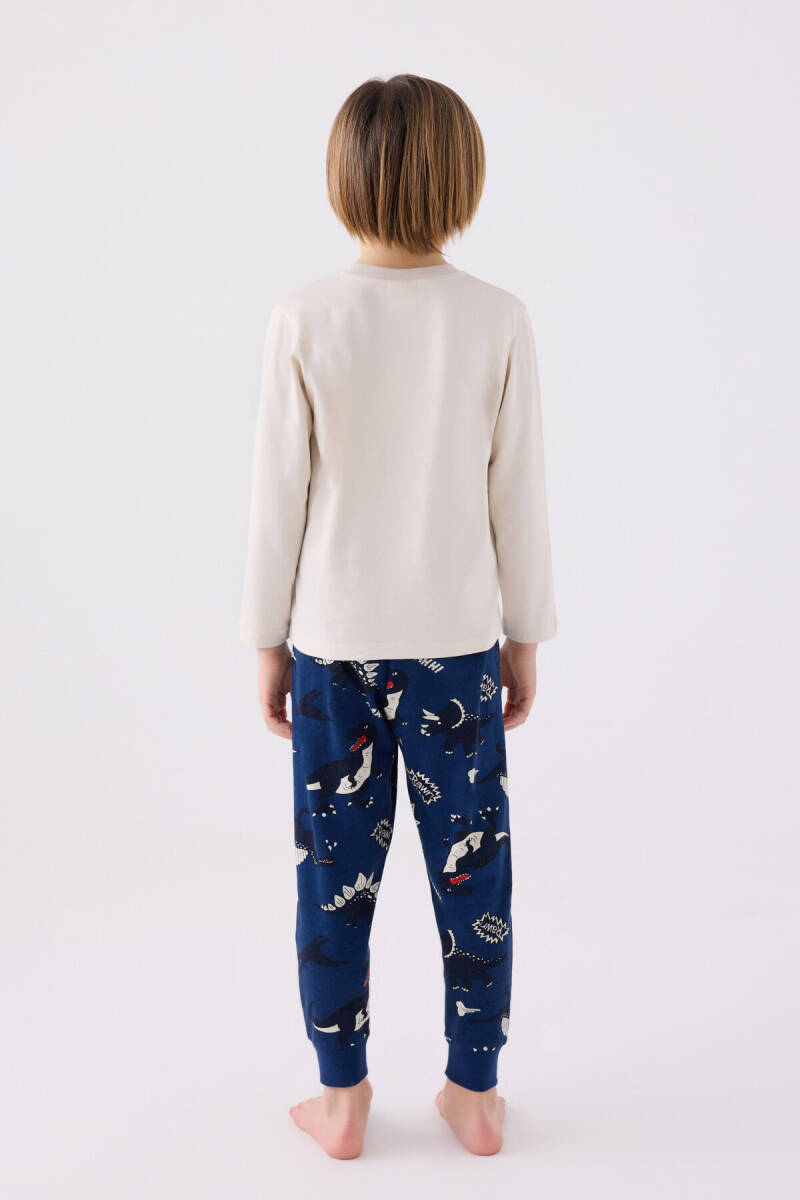 Rolypoly Erkek Çocuk Bisiklet Yaka Pigment Baskılı Kışlık Regular Fit Mavi Pijama Takımı RP3429-C-V2 - 5