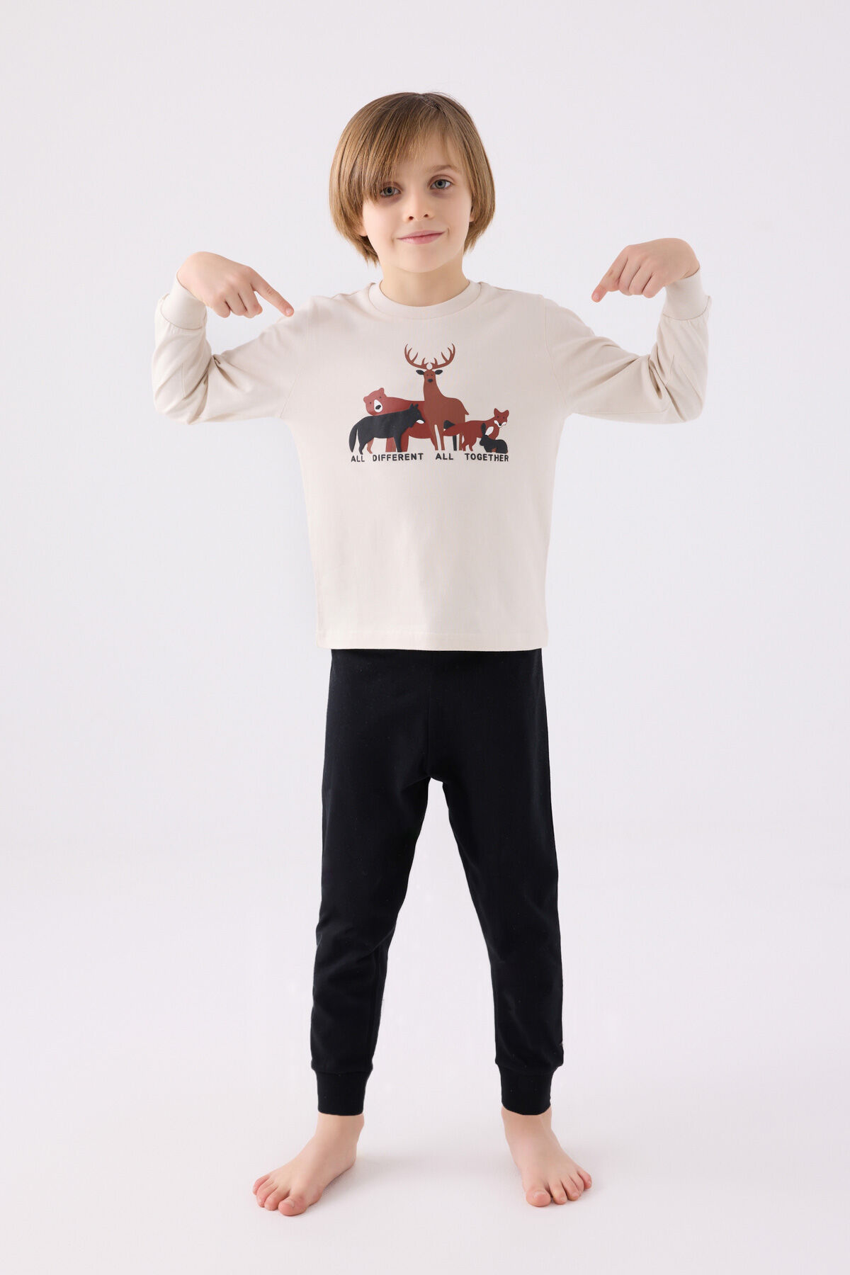 Rolypoly Erkek Çocuk Krem Pijama Takımı