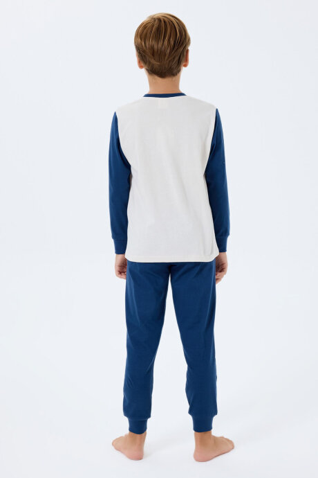 Rolypoly Erkek Çocuk Bisiklet Yaka Baskılı Yazlık Relaxed Fit Beyaz Pijama Takımı RP3745-C-V1 - 4