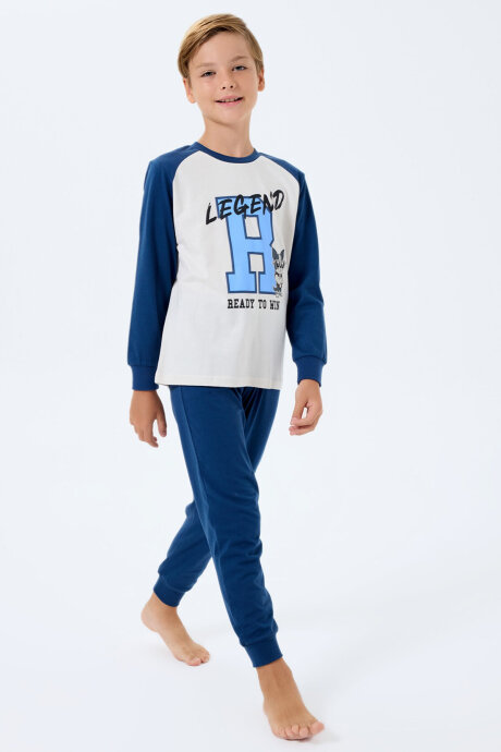 Rolypoly Erkek Çocuk Bisiklet Yaka Baskılı Yazlık Relaxed Fit Beyaz Pijama Takımı RP3745-C-V1 - 5