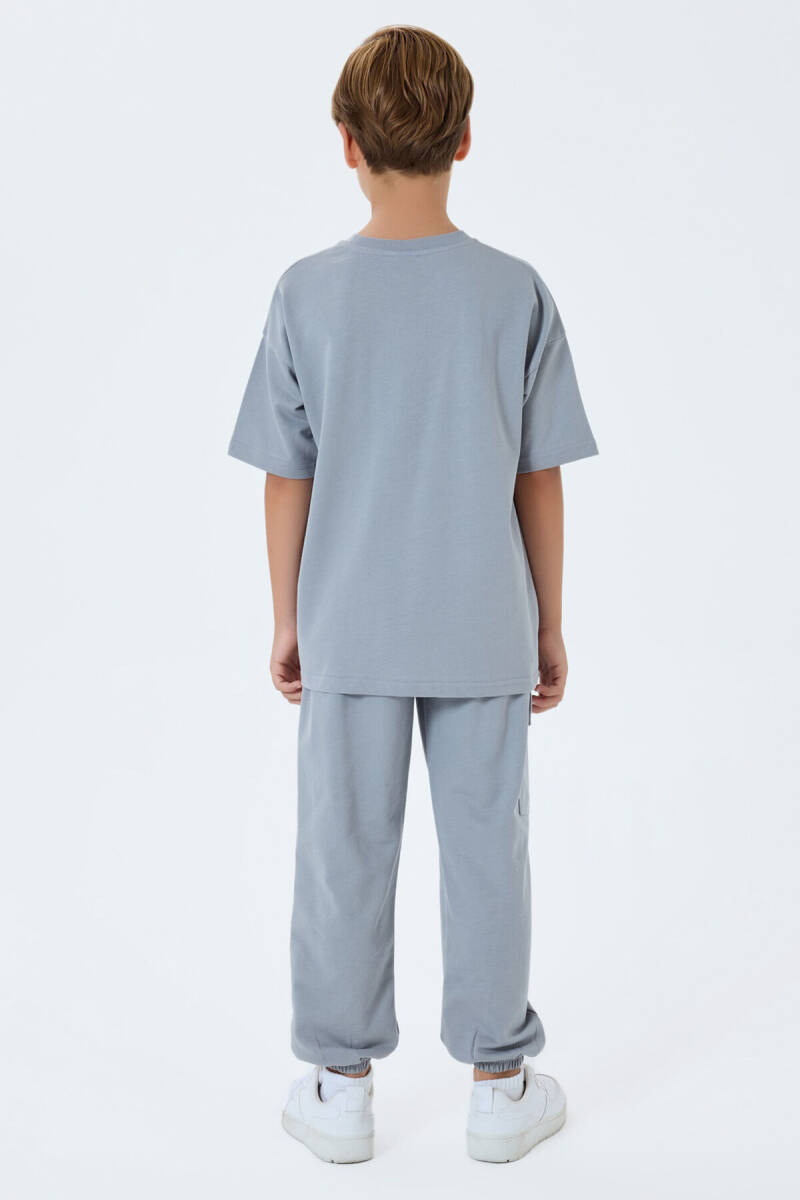 Rolypoly Erkek Çocuk Bisiklet Yaka Baskılı Yazlık Oversize Fit Gri Pijama Takımı RP3766-C-V1 - 4