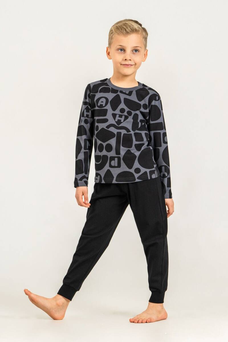 Rolypoly Erkek Çocuk %100 Pamuk Gri Uzun Kol Pijama Takım RP3869-C-V1 - 5