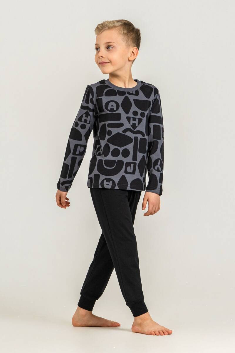 Rolypoly Erkek Çocuk %100 Pamuk Gri Uzun Kol Pijama Takım RP3869-C-V1 - 1