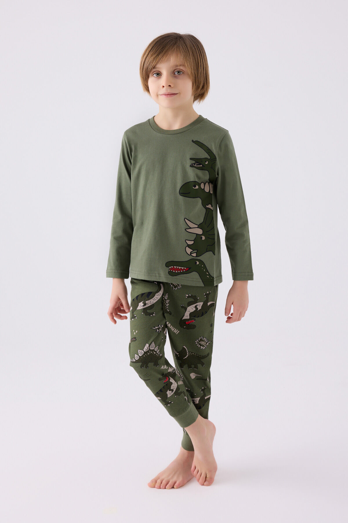 Rolypoly Erkek Çocuk Haki Pijama Takımı