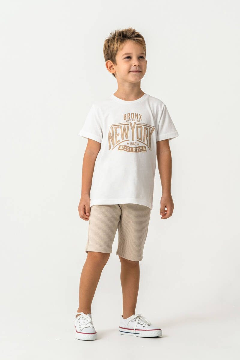 Rolypoly Erkek Çocuk Beyaz Bermuda Takım