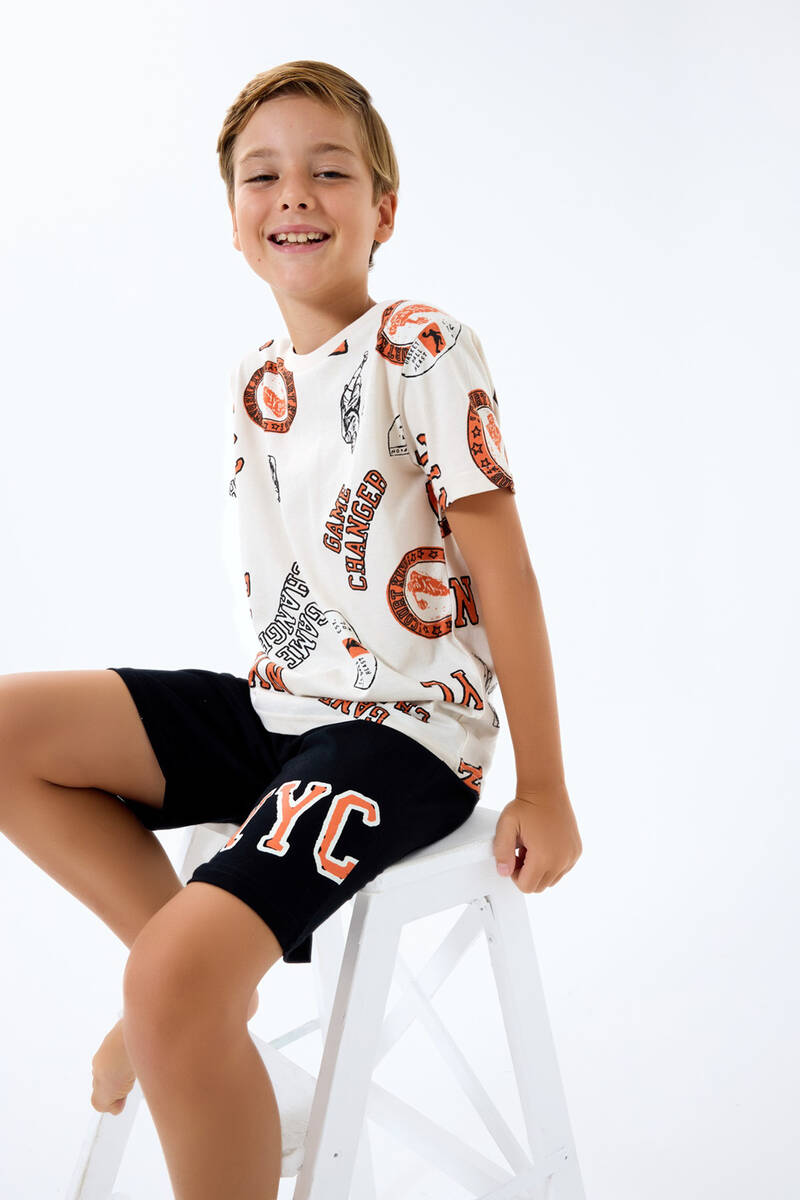 Rolypoly Erkek Çocuk Beyaz Bermuda Takım