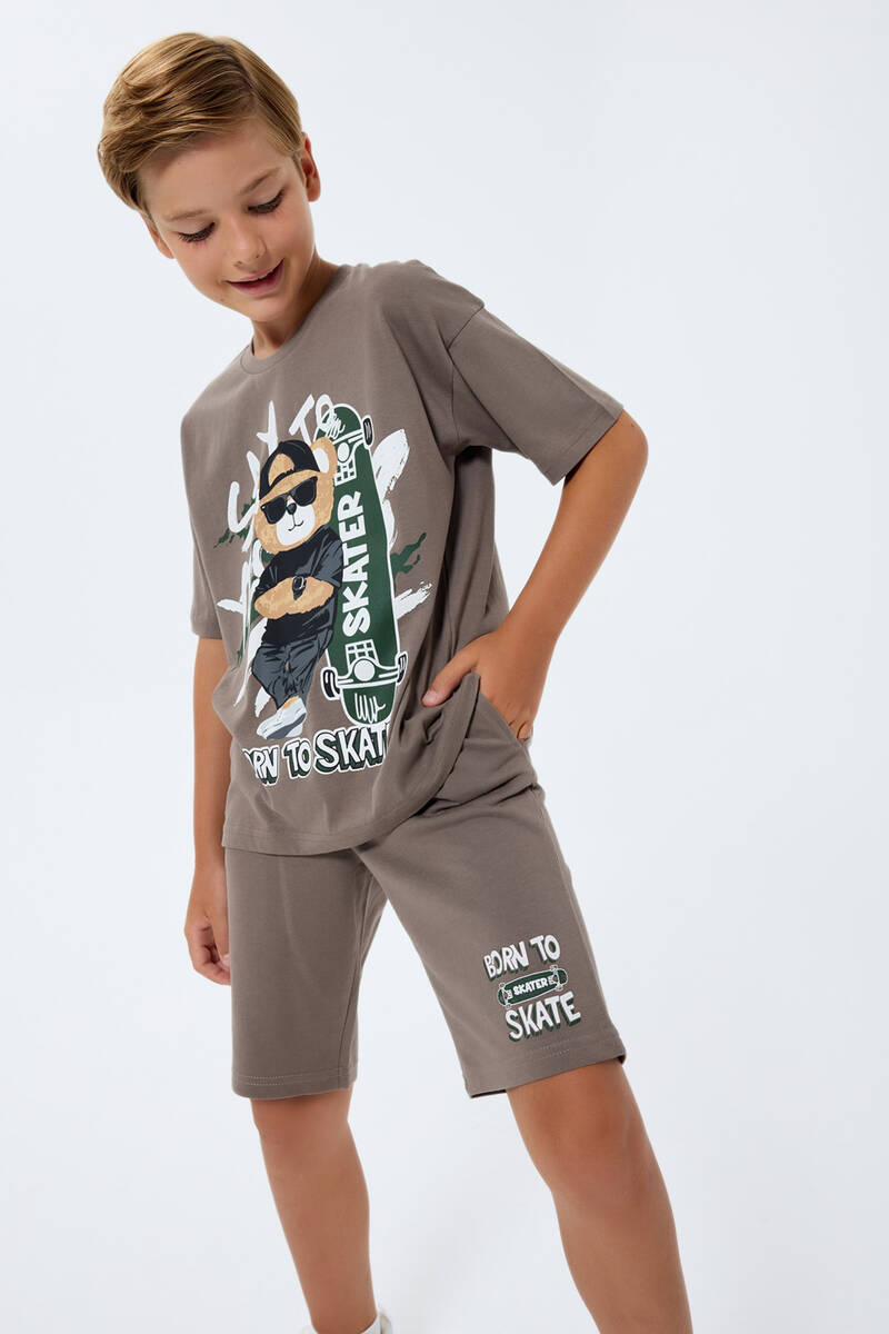 Rolypoly Erkek Çocuk Kahverengi Bermuda Takım