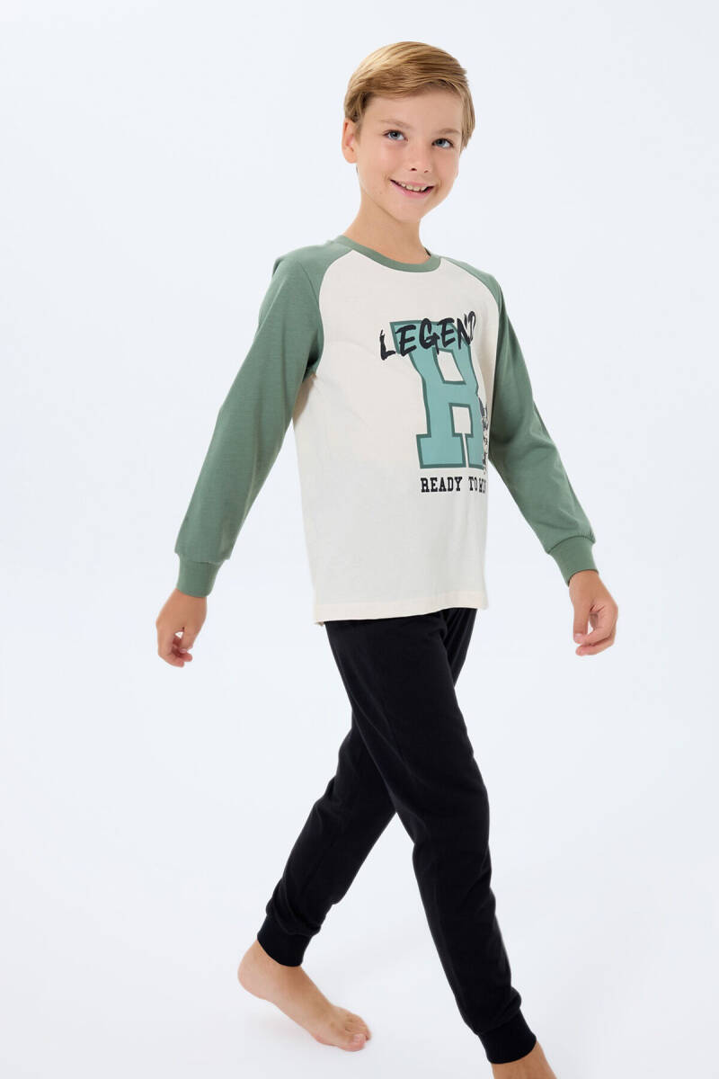 Rolypoly Erkek Çocuk Bisiklet Yaka Baskılı Yazlık Relaxed Fit Beyaz Pijama Takımı RP3745-C-V2 - 2