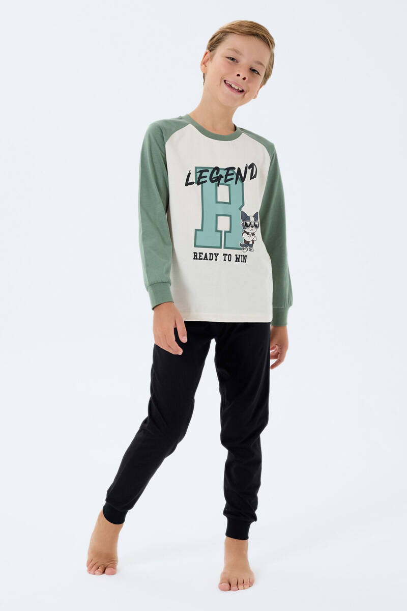Rolypoly Erkek Çocuk Bisiklet Yaka Baskılı Yazlık Relaxed Fit Beyaz Pijama Takımı RP3745-C-V2 - 5
