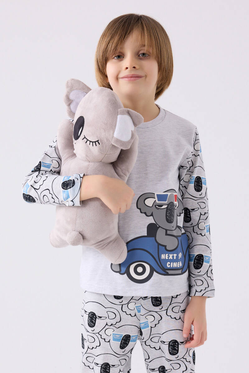 Rolypoly Erkek Çocuk Bisiklet Yaka Pigment Baskılı Kışlık Regular Fit Gri Pijama Takımı RP3446-C-V1 - 2