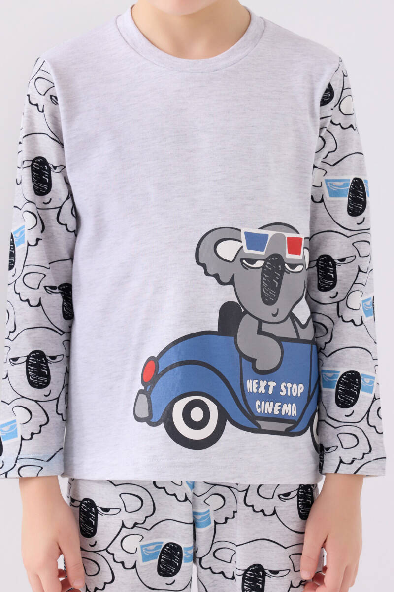 Rolypoly Erkek Çocuk Bisiklet Yaka Pigment Baskılı Kışlık Regular Fit Gri Pijama Takımı RP3446-C-V1 - 4